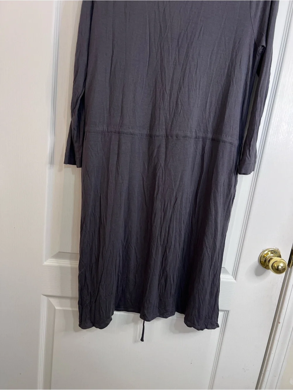 J.crew Casual Long Sleeve Drawstring Henley Dress Charcoal Gray size xL
